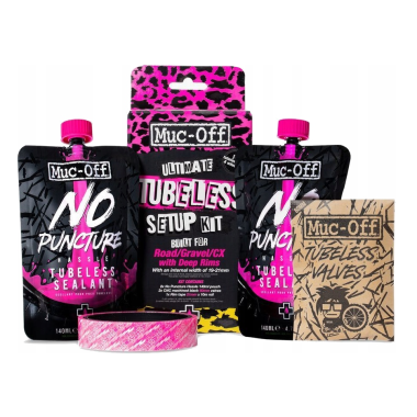MUC-OFF Zestaw Tubeless DH/PLUS Taśma, Uszczelniacz, Zawory