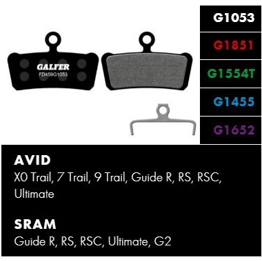 Klocki hamulcowe Galfer AVID XO Trail, 7 Trail, 9 Trail| SRAM Guide R, RS, RSC, Ultimate, G2 - Standard