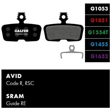 Klocki hamulcowe Galfer AVID Code | SRAM Code R, RSC, Guide RE, DB8 - Standard