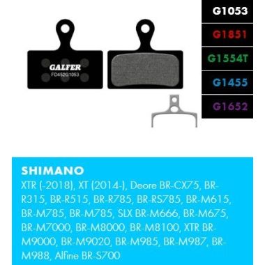 Klocki hamulcowe Galfer SHIMANO XTR, XT, SLX - Standard