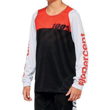 Koszulka juniorska 100% R-CORE Youth Jersey długi rękaw black racer red roz. L (NEW 2022)
