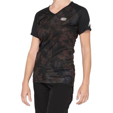 Koszulka damska 100% AIRMATIC Women's Jersey krótki rękaw black floral roz. XL (NEW 2021)