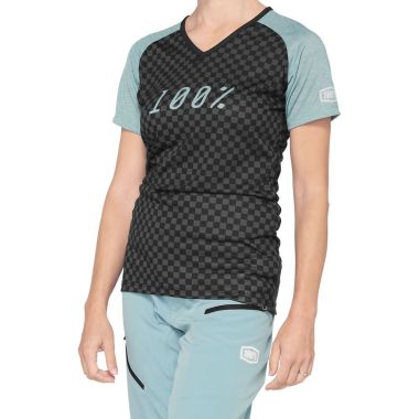 Koszulka damska 100% AIRMATIC Women's Jersey krótki rękaw seafoam checkers roz. XL (NEW 2021)