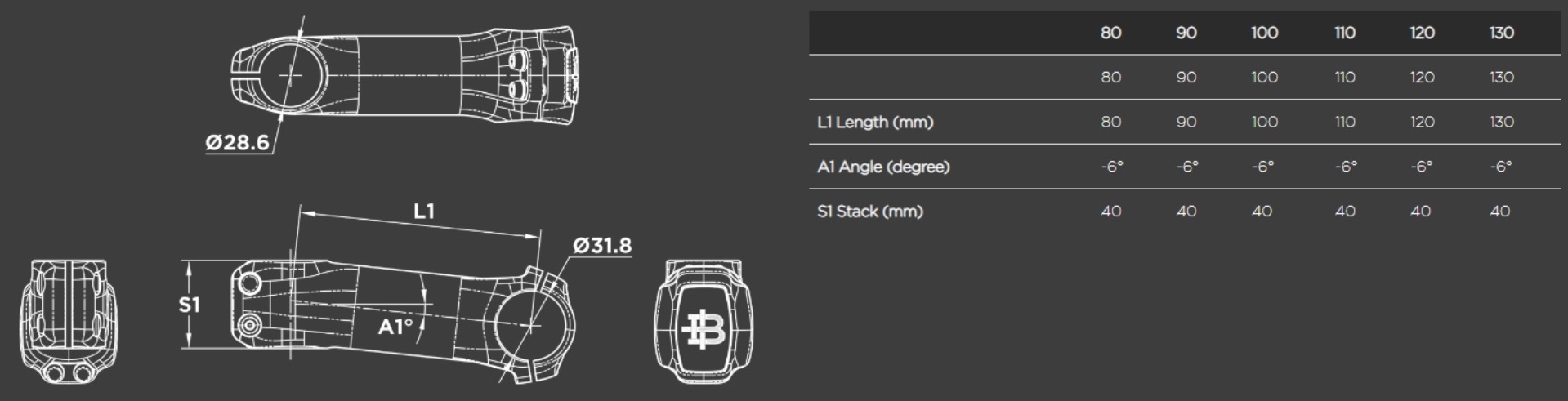 Specyfikacja techniczna mostka Black INC ROAD STEM